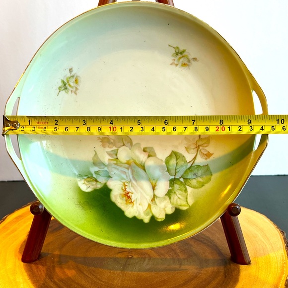 VTG Handpainted Roses Made in Germany Handled Cake Plate. - Picture 2 of 6